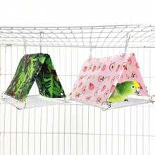1pc Mesh Triangle Bird Hammock Toy, Patterned Bird Nest Perch, Wind-Resistant Breathable Leak-Proof Base, Suitable For Lovebirds, Parrots, Parrot Species, All-Season Bird Cage Accessory - View 5