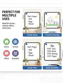 10pcs Magnetic Dry Erase Whiteboard Set, (1pc Whiteboard + 3pcs Whiteboard Markers + 3pcs Magnetic Clips + 3pcs Whiteboard Erasers) Portable Erasable Memo Board, Rounded Edge Design, Smooth Writing And Easy To Erase, Suitable For Refrigerator, Desk, Office, Home, To-Do List, Notes And Memo And Other Multiple Uses, - Black Frame Whiteboard Set - View 8