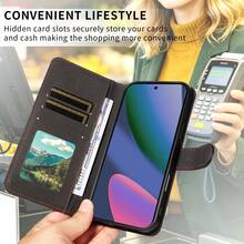 Casing Ponsel Flip Wallet Android Seri Pixel 10 dengan Slot Kartu, Pelindung Kulit Sintetis Kompatibel dengan , Apple, Note 15 (Versi Global, Bukan Model Lokal) - Hitam - View 7