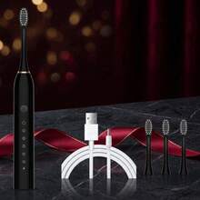 Escova De Dente Eletrica Portatil Recarregavel USB Aparelho De Limpeza Oral Sonico Impermeavel IPX7 Bivolt Com Cerdas Macias E Sistema De Vibracao Inteligente - color aleatorio - Visão 5