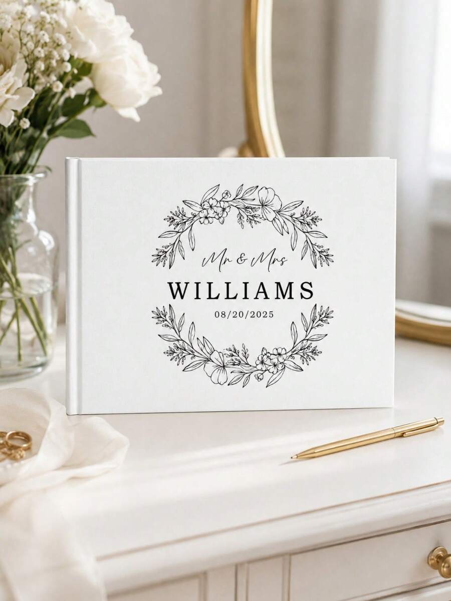 Custom Wedding Guest Book Photo Album, Personalized Linen Hardcover Photo Album, Wedding Commemorative Album, Anniversary Memory Book, Couple Gift - Multicolor - View 1