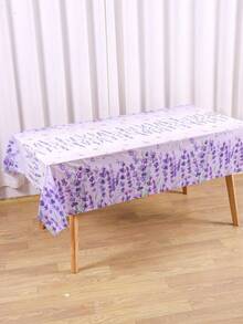 1pc Lavender Disposable Plastic Tablecloth,Purple Flower Pattern Table Cover,Fresh Garden Style For Pinic Birthday Family Gathdering Table Decor - Multicolor - View 6