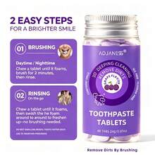 1 Bottle (40 Tablets) ADJANISS Toothpaste Tablets, Contains Hydroxyapatite And Xylitol, Gently Cleans Teeth Without Causing Sensitivity, Promotes Remineralization, Deep Cleaning, Fresh Breath, Suitable For All Adults, Travel Size - Grape - View 6