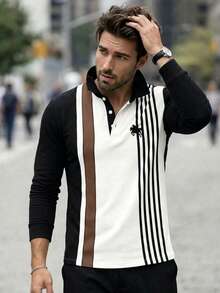 Men's Knight Print Colorblock Casual Daily Polo Shirt - Multicolor - View 1