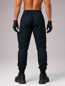 CZRLHYT Men's Casual Jogger Cargo Pants, Multi-Vertical Pocket Design, Suitable For All Seasons - Navy Blue - View 4
