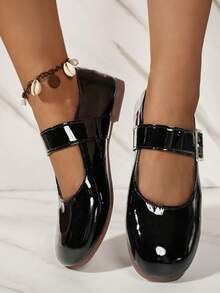 2026 Spring/Summer New Women's Single Strap Flat Loafers - Black - View 3