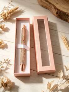 1/2/3 Set Luxury Rhinestone Metal Pen With Gift Box, Rose Gold Shiny Ballpoint Pen, Back To School Stationery, Teacher Gift Aesthetic School Supplies - Multicolor - View 4