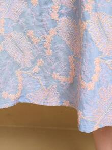 Vestido árabe para mujer con bordado pesado 2026 verano otoño azul claro elegante vestido del Día Nacional de Arabia Saudita, JALABIYA manga corta, atuendo casual para fiesta - Celeste - Ver 10