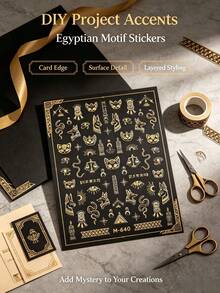1 Set Decorative Stickers, Aesthetic Stickers, Ancient Egyptian Cat Symbol Pattern, Suitable For Laptop, Camera, Phone Case, Water Cup, Cosmetic Storage Box, Hair Dryer Shell, Metal Decorative Accessories - M - View 4