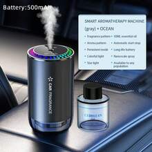 Difusor de aromaterapia para coche con aceite de fragancia, máquina de fragancia para coche USB, difusor de aromaterapia con luz de proyección de estrellas pequeña y mini, la luz de ambiente cambia con el ritmo de la música, batería grande de 500mAh, adecuado para madres y bebés - Gris - Ver 17