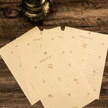 Set Kertas Surat dan Amplop Motif Bunga Kecil, Tas Penyimpanan Amplop dan Alat Tulis Bergaya Vintage Minimalis yang Segar dan Estetika - A - View 3