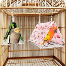 1pc Mesh Triangle Bird Hammock Toy, Patterned Bird Nest Perch, Wind-Resistant Breathable Leak-Proof Base, Suitable For Lovebirds, Parrots, Parrot Species, All-Season Bird Cage Accessory - View 2