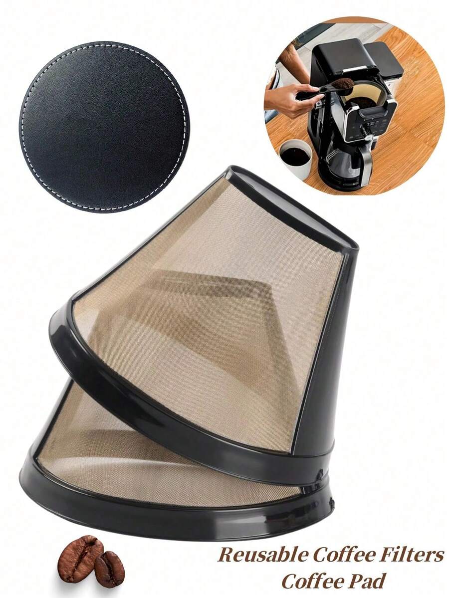 1PC/1SET Reusable Coffee Filters For Permanent Filter For Coffee Maker For Filter Basket(Coffee Filter And Coffee Coaster),Coffee Machine Accessories - Multicolor - View 1