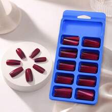 Kit 100 Tips de Unhas Quadradas Decoradas / Prontas para Aplicação, Natural e Durabilidade Premium---WJ - Roxo - Visão 6