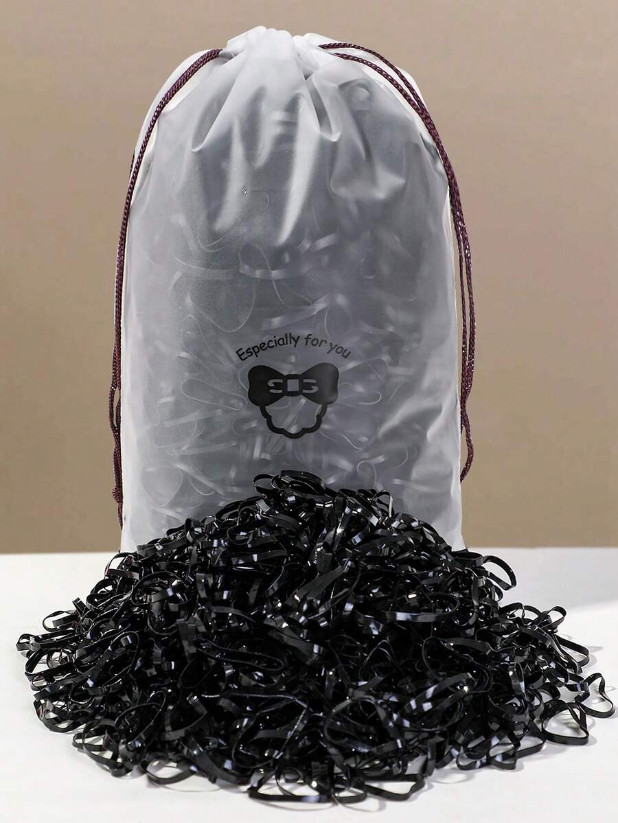 3000入黑色高彈性一次性髮圈,強韌不易斷,溫和不傷髮,女孩用髮帶髮飾,日常使用 - 彩色 - 查看 1