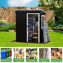 Stylish Modern Metal Garden Shed – 152.4 * 91.44 Cm Waterproof Galvanized Steel Storage Unit With Clear Window, Smooth Sliding Door, Secure Lock & Lean-To Design For Patio, Backyard Or Outdoor Utility Use – Compact, Rust-Resistant, Easy Assembly, Spa - 256.03*173.43*228.6cm - View 7