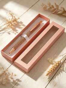1/2/3 Set Luxury Rhinestone Metal Pen With Gift Box, Rose Gold Shiny Ballpoint Pen, Back To School Stationery, Teacher Gift Aesthetic School Supplies - Multicolor - View 11