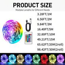 Lampu Strip LED RGB Kamar Tidur, 1-30m Lampu LED Dalam Ruangan. Dilengkapi dengan Remote Control 24 Tombol, Warna Dapat Diatur. Ditenagai USB, Pemasangan Mudah. Sempurna untuk Kamar Tidur, Ruang Tamu, Halloween, Pesta, Hadiah Liburan, dan Dekorasi Pernikahan. - MultiWarna - View 2