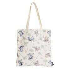 Cerdá Bolsa Shopping Stitch Blanca Reutilizable de Gran Capacidad, Tote Bag para Uso Diario, Licencia Oficial Disney Lilo & Stitch - Playa beige dibujos - Ver 2