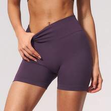Women's Knitted High Elasticity Sports Shorts, Butt-Lifting Design, Perfect For Sports And Exercise - Purple - View 4
