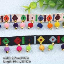 1 Yard Handmade Beaded Tassel Ribbon Trim For Clothing, Hat, Necklace Decoration, Used For Sewing Clothing And Bag Edge Lace Decoration - Multicolor - View 5