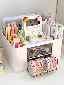 Large Capacity Multi-Function Storage Rack Tool Box Style Wall-Mounted Organizer Portable Jewelry Stand Stationery Office Supplies Cosmetics Pen Holder Office Supplies Cosmetics Room Decor Bathroom Accessories Travel Essentials Back To School - Multicolor - View 6
