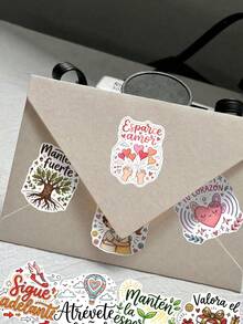 50/100pcs Spanish Positive Quote Stickers, Cartoon Doodle Stickers, Suitable For Decorating Water Bottles, Laptops, Luggage, Waterproof Stickers, Suitable For Teens And Adults, Birthday Decoration, Graduation Decoration - Multicolor - View 7