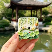 Cat Lotus Coffee House Refrigerator Magnet, 3D Embossed Personalized Cute Creative Gift Decoration Magnetic Souvenir, These Exquisite Fridge Magnets Are Great Creative Gifts, Can Be Used To Decorate Kitchen, Whiteboard, Storage Cabinet, Refrigerator, Also For Home Decor - Style 1 - View 8