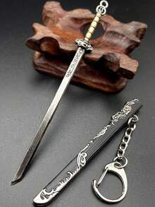 1 件迷你古剑模型越王秦朝汉朝皇帝剑武器带鞘吊坠钥匙扣男士情人节钥匙扣饰针 - 彩色 - 查看 2