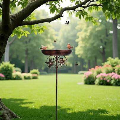 Bdtgp-Metal Outdoor Bird Bath And Feeder Combo Set, Metal Bird Bath Feeder For …
