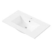 76.5 X 47 X 83 Cm, Freestanding Vanity Unit, Fully Lacquered, Double-Door Cabinet, Storage In Various Sizes, Integrated Ceramic Washbasin, Open Shelves, White. - White - View 10