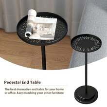 Mesa auxiliar redonda pequeña, mesa auxiliar de metal para espacios pequeños, mesa Martini moderna con pedestal para sala de estar, recámara, esquinas y oficina - Multicolor - Ver 5