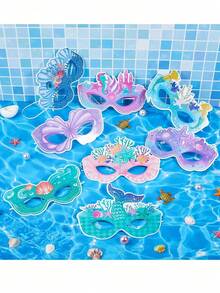 16 Pcs Mermaid Theme Party Decorations Paper Mermaid Glasses Summer Beach Photo Booth Props, 12 Pcs Mermaid Hats And Headbands - View 2