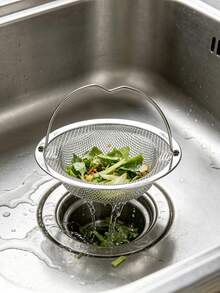 1pc Kitchen Sink Strainer, Made Of Stainless Steel With Curved Handle For Easy Grip And Residue Disposal. Can Intercept Food Residue From Washing Vegetables And Dishes, Prevent Drain Clogging And Keep Water Flowing Smoothly. Suitable For Various Kitchen Scenarios, Odor-Proof Cover - Kitchen Sink Strainer - View 3