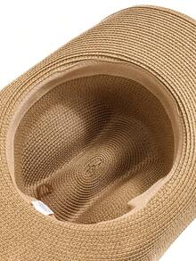 1 pezzo Cappello da spiaggia estivo da donna, cappello di paglia intrecciato a mano semplice classico di colore unito, cappello protettivo dal sole, adatto per la spiaggia, San Valentino e altre occasioni, disponibile in più colori, cappello da sole con tesa corta, scelta perfetta per le donne, adatto per viaggi in spiaggia, escursioni, stile elegante casual bohémien - cappello di paglia - Visualizzare 8