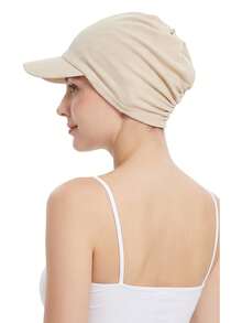 CONFLASS Women's Ribbed Loose Turban Hat With Brim, Elastic Lightweight Muslim Hijab Inner Cap, Solid Color Sun Protection Student Headwear - Multicolor - View 1