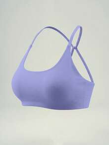 UONNOU 1pc Women's Sports Shaping Bra, Purple Sexy Camisole Tank Top, Sexy Off-Shoulder Backless Shaping, Yoga Fitness Casual Sports Fashion Outfit, Summer Autumn - Lilac Purple - View 3