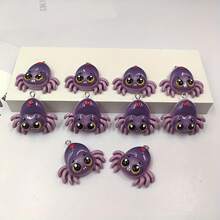 6件裝樹脂萬聖節紫色蜘蛛吊墜，適合DIY珠寶製作，完美用於派對配件、耳環、項鍊、包包掛飾 - 紫色蜘蛛吊墜 - 查看 4