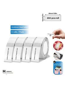 Marklife Clear Label Maker Tape, Thermal Transparent Label Paper, Self-Adhesive Labels Compatible With P50/P15/P12 Label Maker, 12X40mm (0.47" X 1.58") 180 Labels/Roll, 1 Roll, Black On Clear - View 11