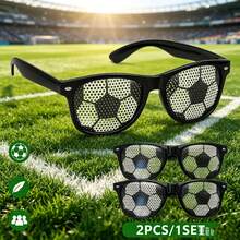 2 piezas de gafas de moda con patrón de balón de fútbol, accesorios de cabina fotográfica para fiesta de aficionados al fútbol, decoración y regalos para fiesta de visualización de la Copa del Mundo - Multicolor - Ver 1