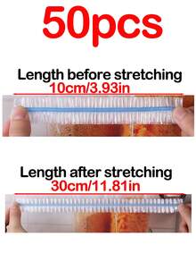 200/100/50/10pcs Transparent Summer Food Preservation Covers, Stretchable Transparent Plastic Plate Covers, Leak-Proof Dust-Proof Plastic Food Wrap, Reusable Bowl Covers; Designed For Home Food Storage - Colorful - View 14