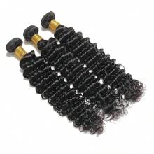 28 30 32 Inch Deep Wave Burmese Bundles Unprocessed Raw Human Hair Extensions Curly Water Wave Human Hair Bundles 3 Tissage - Natural Black - View 15
