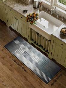1pc Gradient Gray Geometric Diatom Mud Kitchen Floor Mat, 3-Layer Fabric Sponge Rubber Structure, 3.5mm Trimmable, Anti-Slip Anti-Oil Stain Anti-Fatigue, Multi-Scenario Large Carpet For Kitchen, Bathroom, Entryway - Multicolor - View 12
