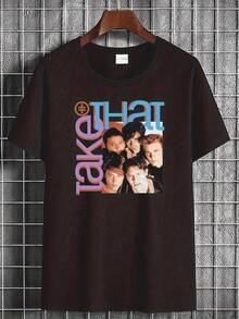 Camiseta Vintage con Gráfica de la Formación Original de Take That de 1993 |   Mercancía oficial de la banda, con los cinco miembros, camiseta de cuello redondo suave y transpirable, camiset - Negro - Ver 1