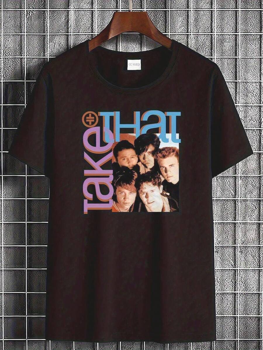 Camiseta Vintage con Gráfica de la Formación Original de Take That de 1993 | Mercancía oficial de la banda, con los cinco miembros, camiseta de cuello redondo suave y transpirable, camiset - Negro - Ver 1