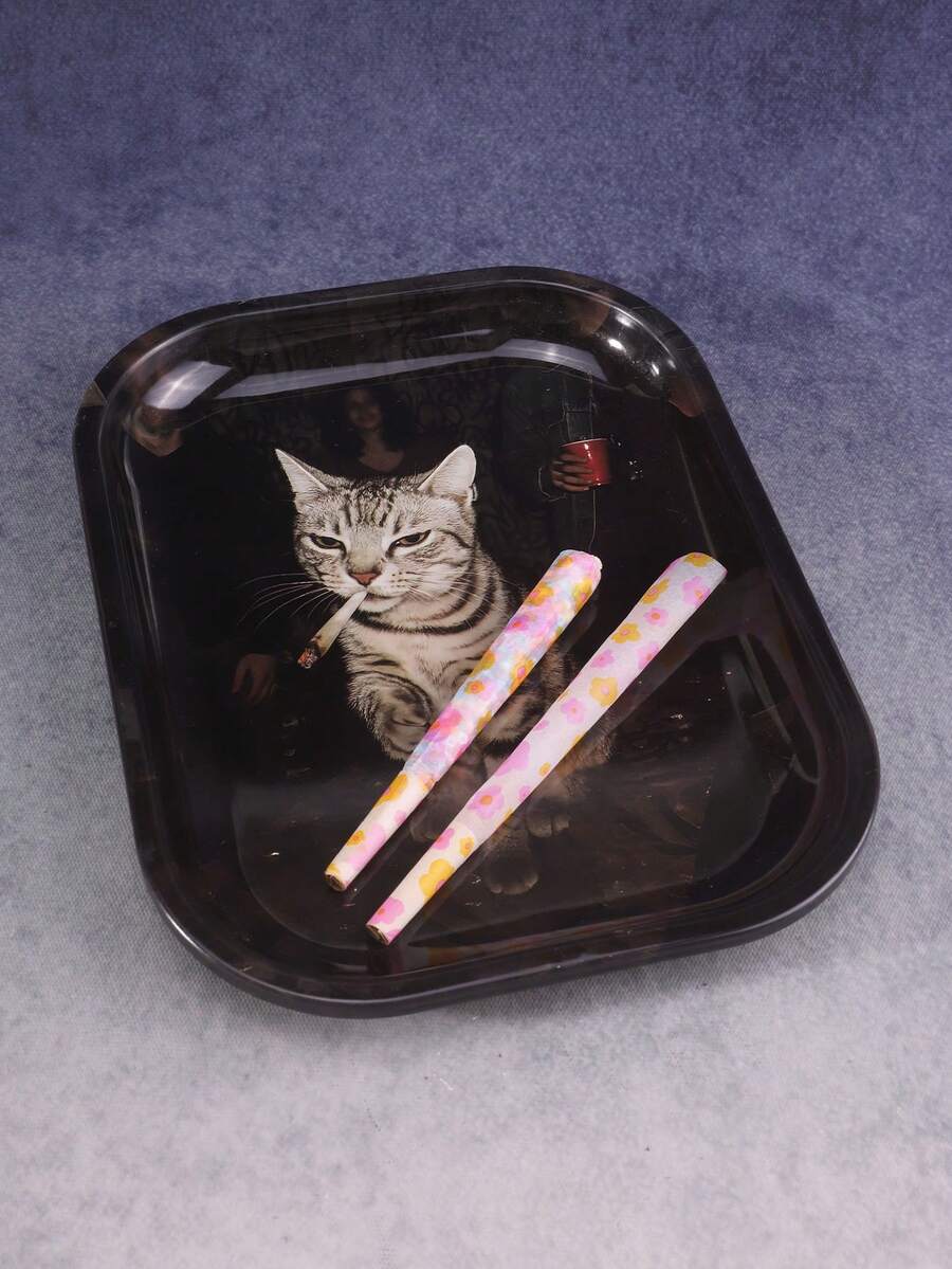 Cabin puff 1件美短貓圖案滾盤，優質捲菸工具，理想的節日禮物