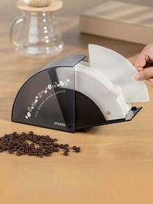 100/50Pcs Black V-Shaped Acrylic Coffee Filter Storage Box, Dustproof Filter Holder Organizer, Sturdy V01 V02 Pour Over Filter Dispenser, Space-Saving Countertop Storage Accessory For Home, Office, Cafe Daily Use - Multicolor - View 9