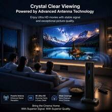 1PC Digital TV Antenna Amplified Long Range 4K HD Reception Indoor Outdoor HDTV Antenna With Signal Booster Black Design 18AWG Coaxial Cable For Smart TV Home Apartment RV Camping,4K TV Antenna, Smart TV Accessories, Free Local Channels - Super AI Pro Max - View 3