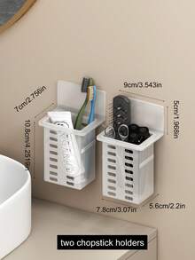 Estante de almacenamiento de baño montado en la pared para cepillos de dientes, pasta de dientes, peines, afeitadoras en colores blanco, negro y transparente, sin necesidad de perforar, decoración de baño para el hogar, decoración de otoño, de vuelta a la escuela - transparente - Ver 3