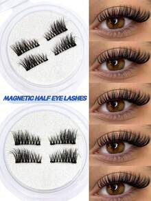 1 Pair Magnetic False Eyelashes, Half Lash Style, No Glue Needed, Short Magnetic Lashes, Natural Cat Eye Makeup Effect, Reusable, Suitable For Lash Extensions, Suitable For People With Droopy Eyelids, Makeup Bloggers And Gifts - View 2